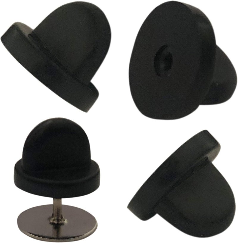 monochef 50pcs Rubber Pin Backs PVC Butterfly Clutch Enamel Lapel Pin Backings Cap Keepers Replacement for Uniform Badges Comfort Fit Tie Tack Pins Backing Holder Clasp, Black - Image 1